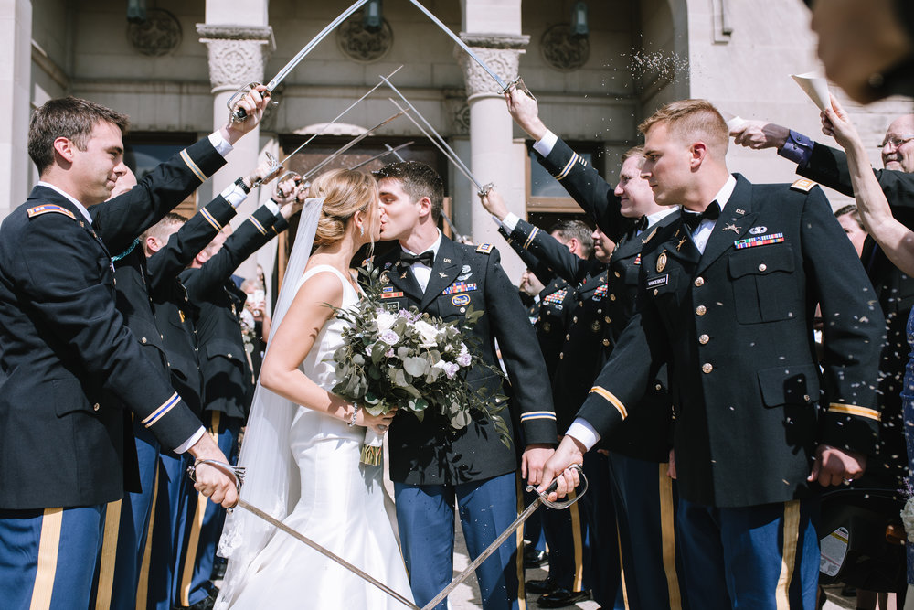 arch of sabers military wedding