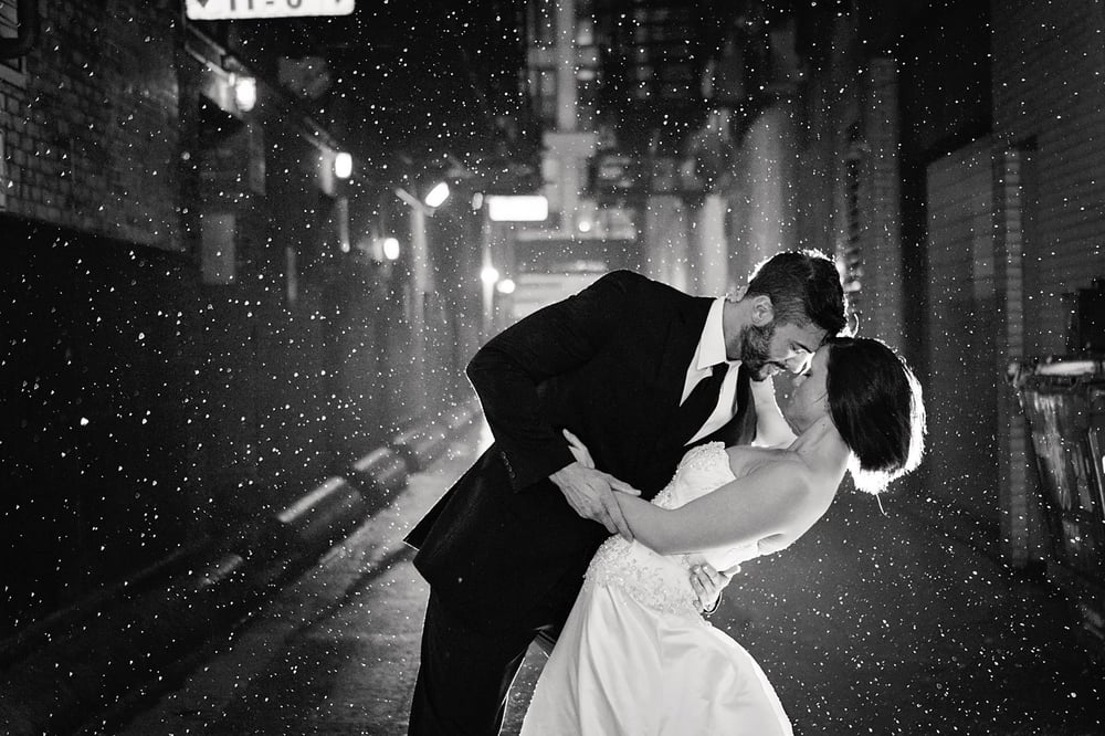 Winter Wedding Photography just outside of The Palmer House Hilton Chicago