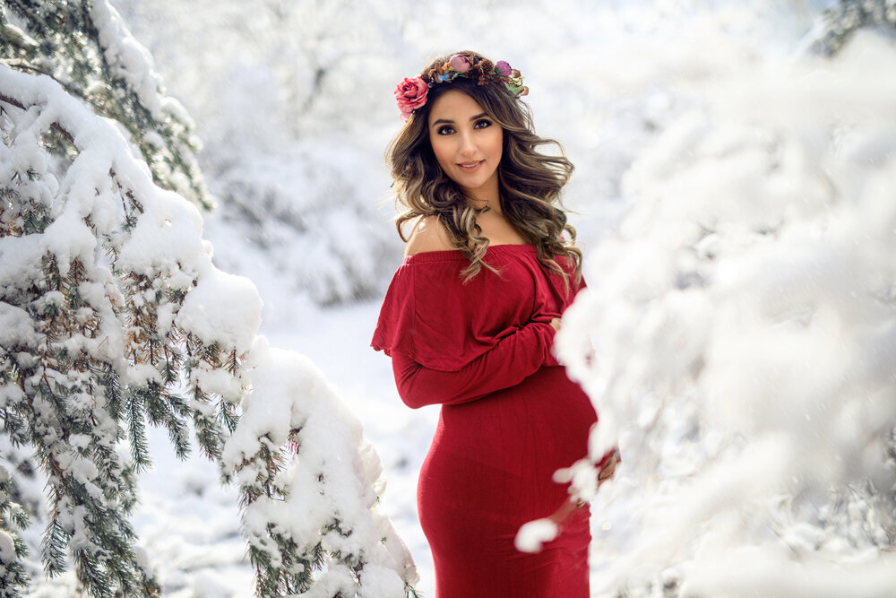 SandraLOVEred dress winter maternity pose ideas chicago maternity photographer session