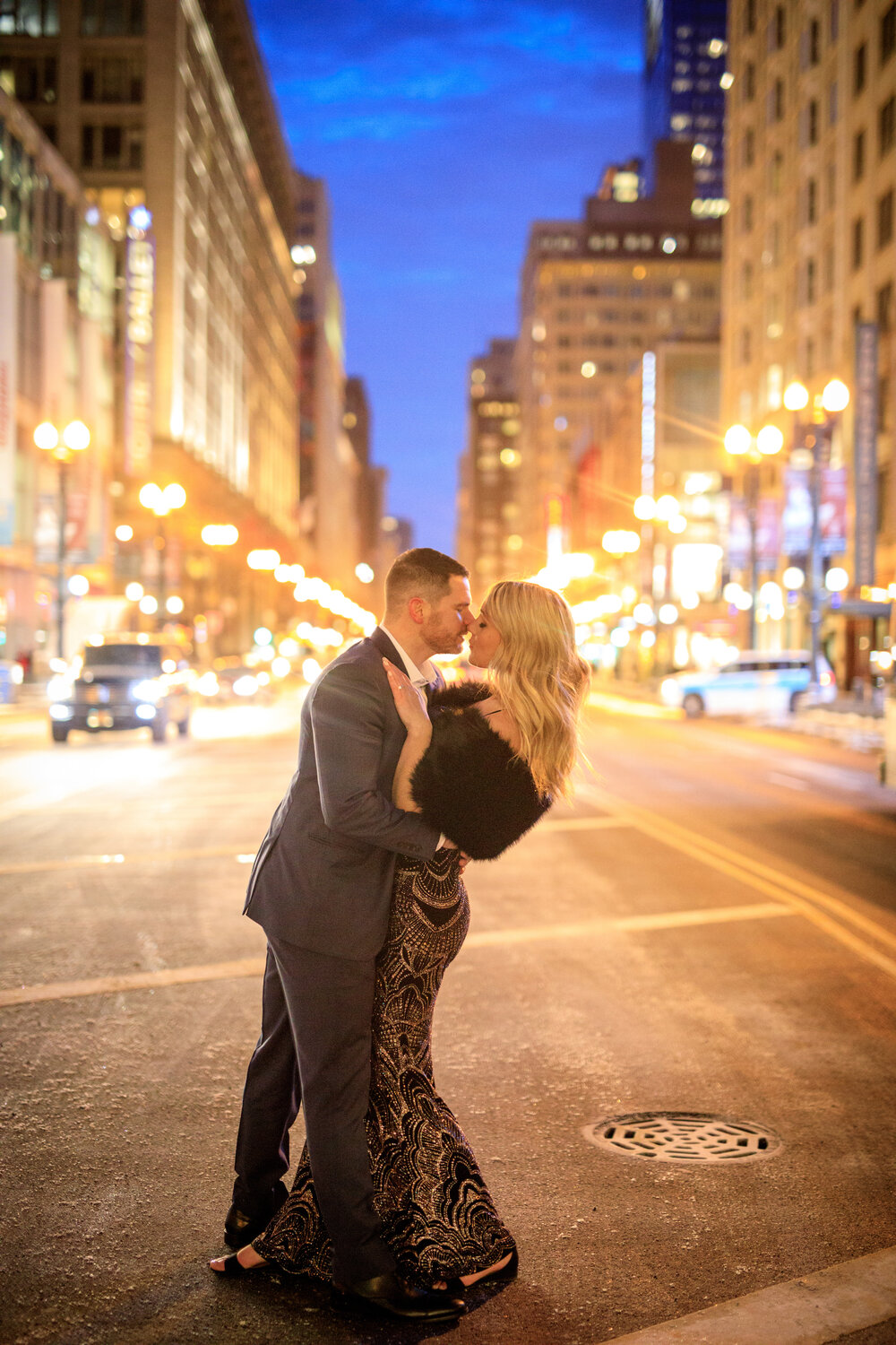 chicago couple engagement photography by lauren ashley studios on cold winter evening