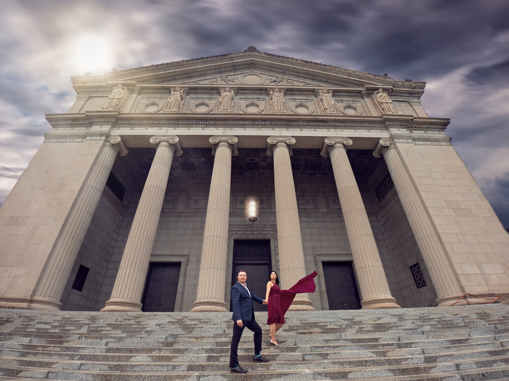 lauren ashley studios power couple engagement photography at chicago museum of science and industry