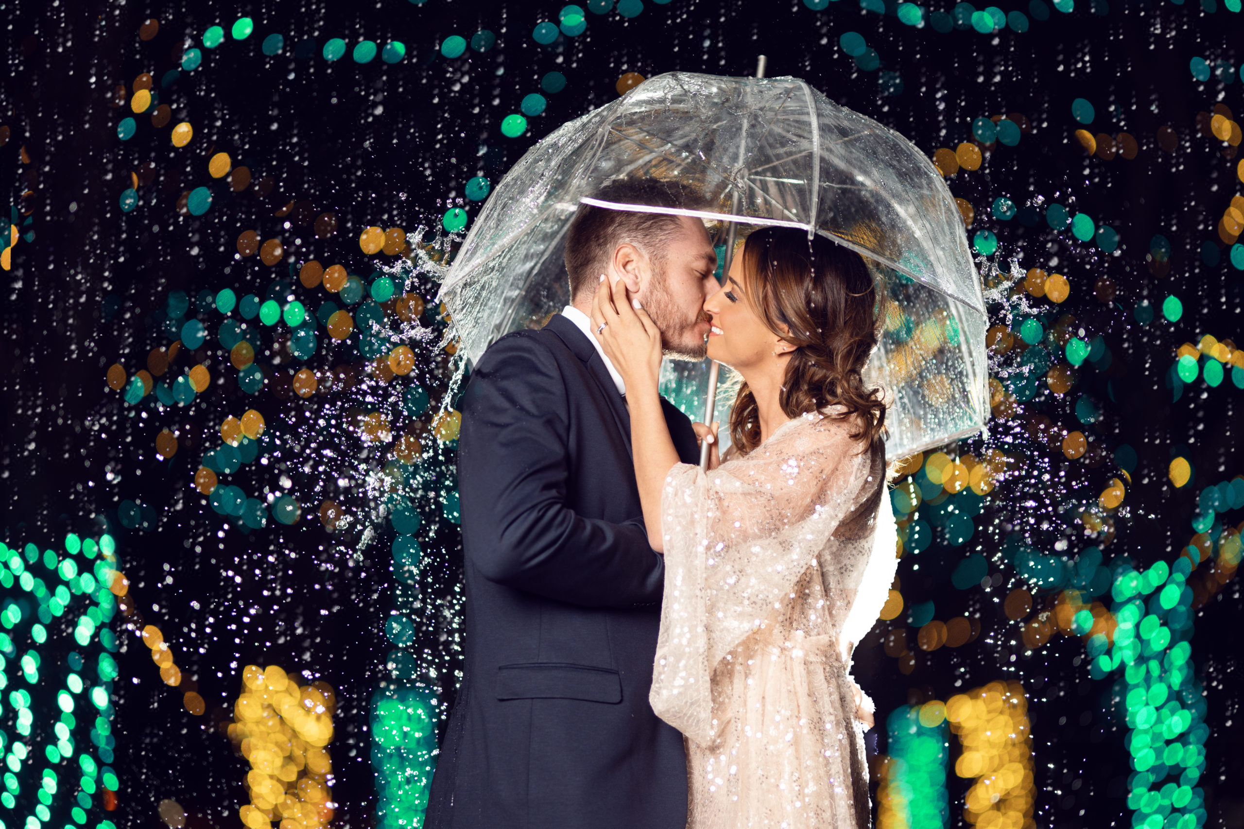 Lauren Ashley Studios winter wedding rain christmas lights scaled